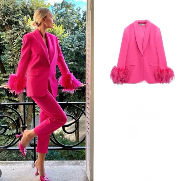 Zara Oversized Straight Cut Feather Blazer        🎈Bloggers Favorite 🎈Size XS - Picture 14 of 16